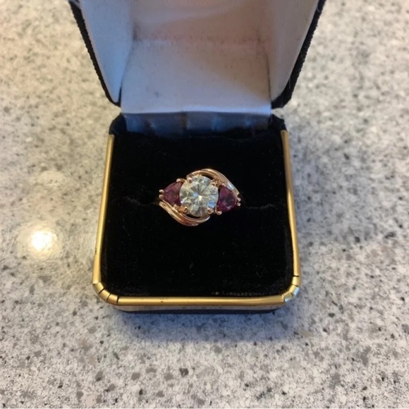 COPY - Moissanite and rhodolite 10k rose gold ring - Picture 1 of 11